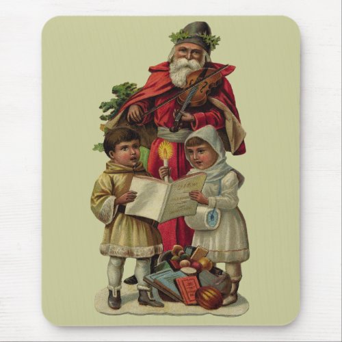 Vintage Santa Christmas Music Singing Mouse Pad