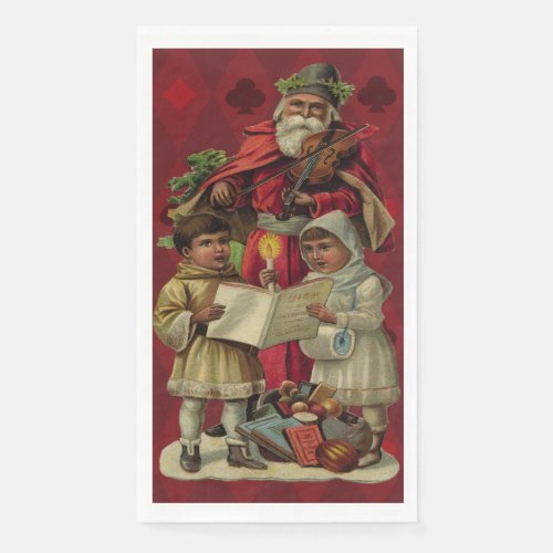 Vintage Santa Christmas Music Singing Paper Guest Towels