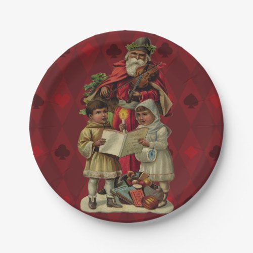 Vintage Santa Christmas Music Singing Paper Plates