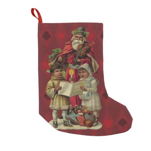 Vintage Santa Christmas Music Singing Small Christmas Stocking