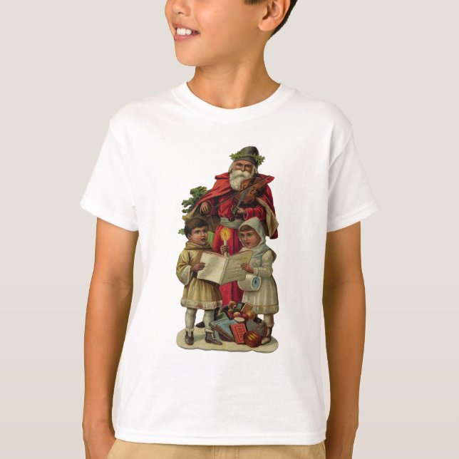 Vintage Santa Christmas Music Singing T-Shirt (Front)