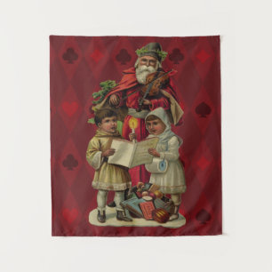 Vintage Santa Christmas Music Singing Tapestry