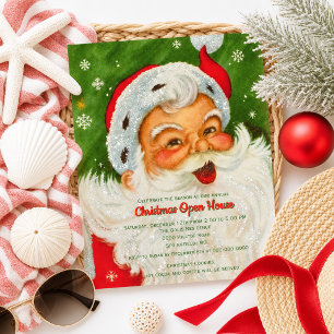  Vintage Santa Christmas Open House Invitation