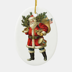 Vintage Santa Christmas Ornament Add Name