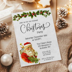 Vintage Santa Christmas Party Invitation