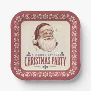 Vintage Santa Christmas Party Paper Plates