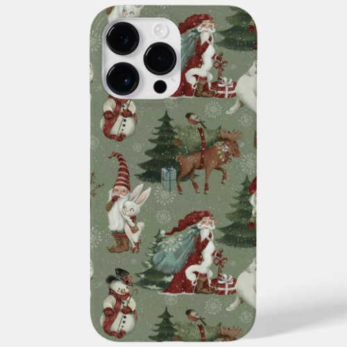 Vintage Santa Christmas Pattern Case_Mate iPhone 14 Pro Max Case