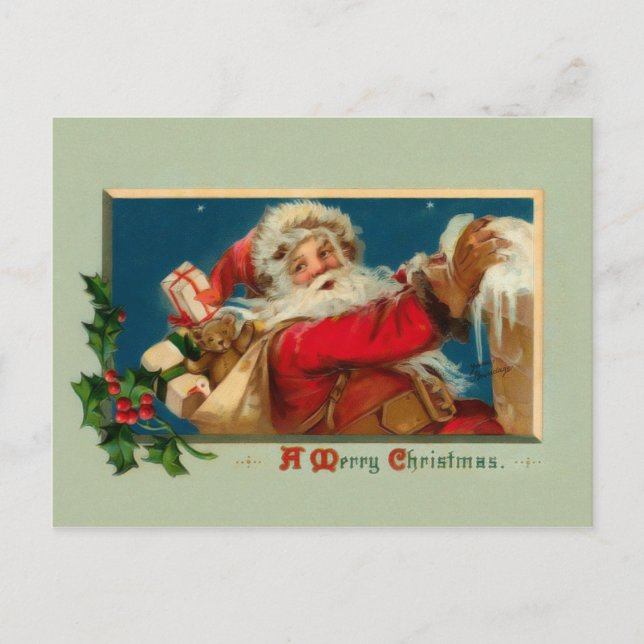 Vintage Santa Christmas Postcard (Front)