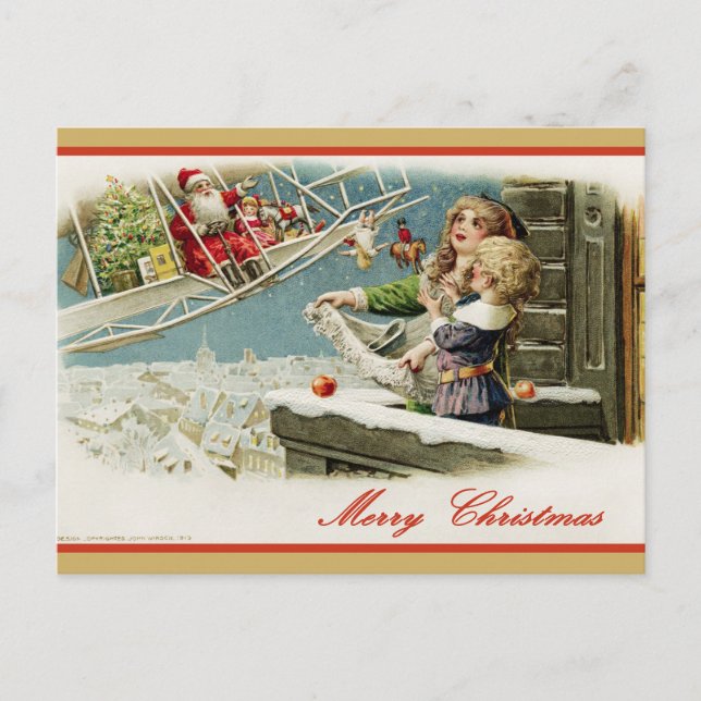 Vintage Santa Christmas Postcard: Classic Holiday  Postcard (Front)