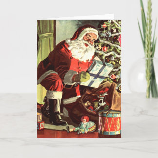 Vintage Santa Christmas Present and Tree Cards