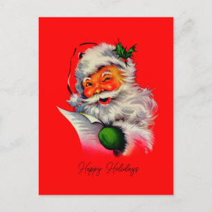 Vintage Santa Christmas retro Classic traditional Holiday Postcard