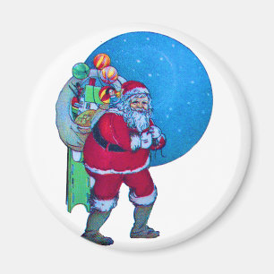 VINTAGE SANTA,CHRISTMAS SACK ,TOYS IN STARRY SKY MAGNET