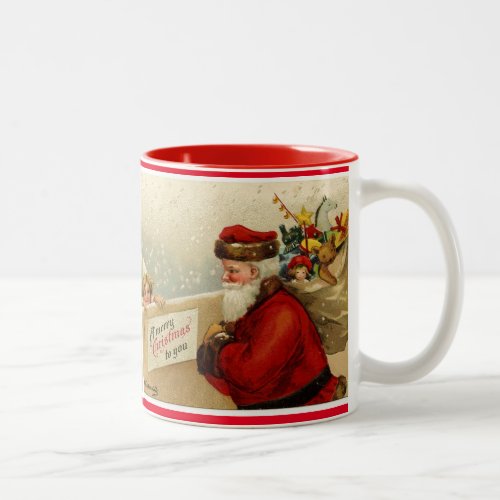 Vintage Santa Christmas Scene Coffee Mug Cup