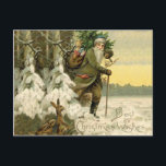 Vintage Santa Christmas Victorian Holiday<br><div class="desc">It's Christmas! For a very old fashioned holiday,  this vintage image is from a Victorian postcard,  showing Santa claus with his brand new Christmas tree.</div>