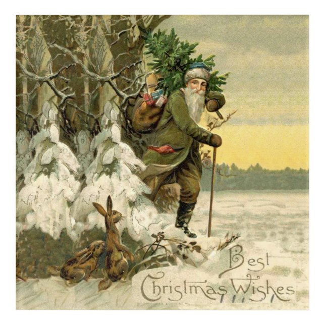 Vintage Santa Christmas Victorian Holiday Acrylic Print (Front)