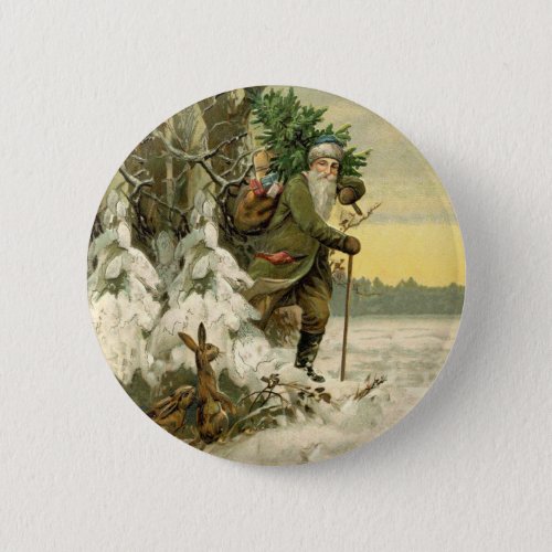 Vintage Santa Christmas Victorian Holiday Button