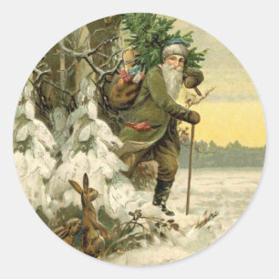 Vintage Santa Christmas Victorian Holiday Classic Round Sticker