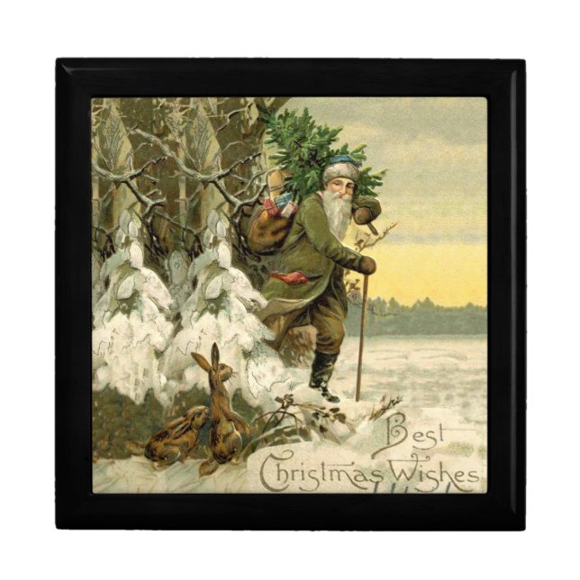 Vintage Santa Christmas Victorian Holiday Gift Box (Front)