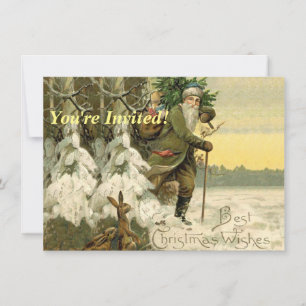 Vintage Santa Christmas Victorian Holiday Invitation