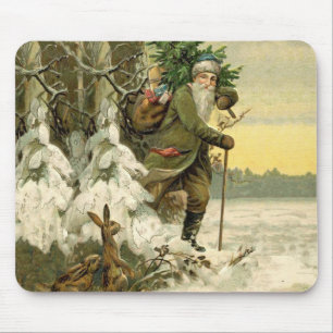 Vintage Santa Christmas Victorian Holiday Mouse Pad