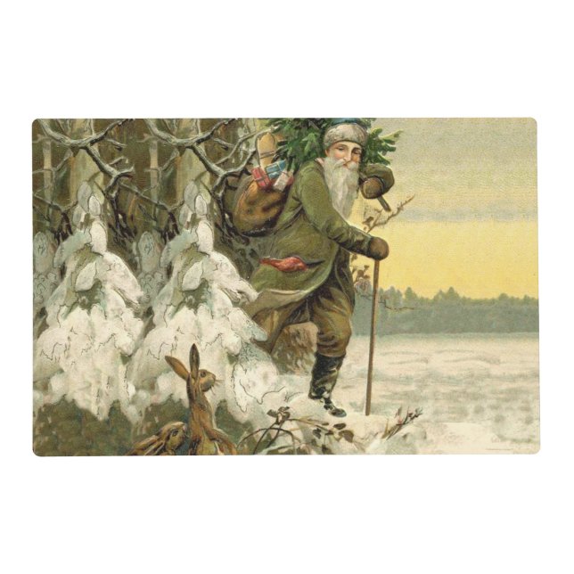 Vintage Santa Christmas Victorian Holiday Placemat (Front)
