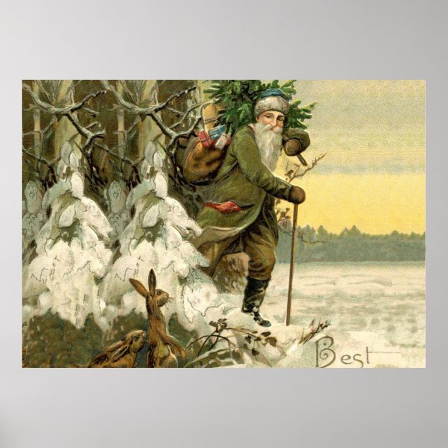 Vintage Santa Christmas Victorian Holiday Poster (Front)