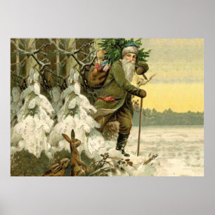 Vintage Santa Christmas Victorian Holiday Poster