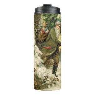 Vintage Santa Christmas Victorian Holiday Thermal Tumbler