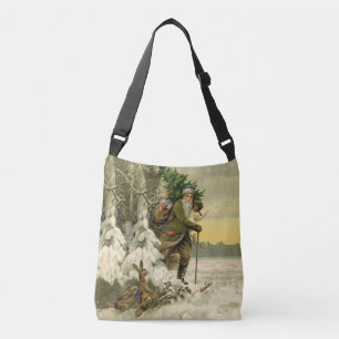 Vintage Santa Christmas Victorian Holiday Tree Crossbody Bag
