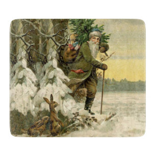 Vintage Santa Christmas Victorian Holiday Tree  Cutting Board