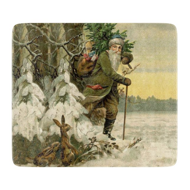 Vintage Santa Christmas Victorian Holiday Tree  Cutting Board (Front)