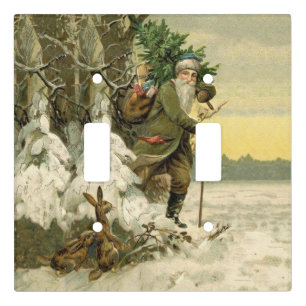Vintage Santa Christmas Victorian Holiday Tree  Light Switch Cover