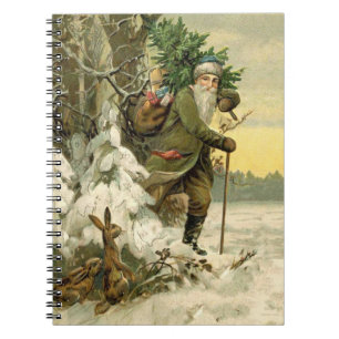 Vintage Santa Christmas Victorian Holiday Tree Notebook