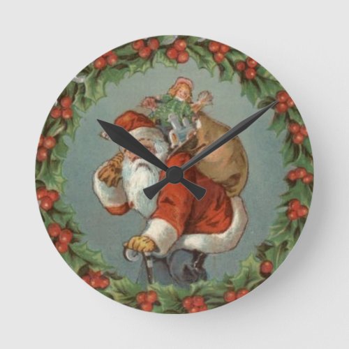 Vintage Santa Christmas Wall Clock