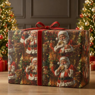 Vintage Santa Christmas Wrapping Paper