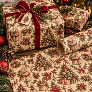 Vintage Santa Christmas Wrapping Paper