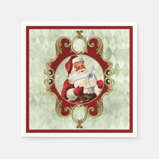 Vintage santa classic retro claus merry christmas  napkins (Front)