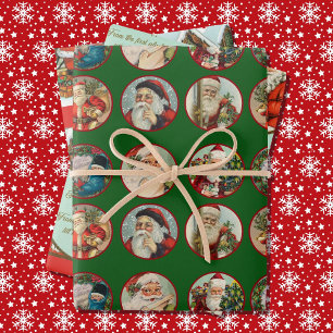 Vintage Santa Claus 3 Christmas  Wrapping Paper Sheets