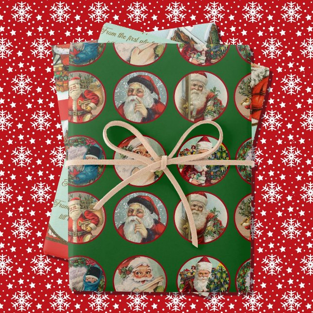 Vintage Santa Claus 3 Christmas  Wrapping Paper Sheets (Creator Uploaded)
