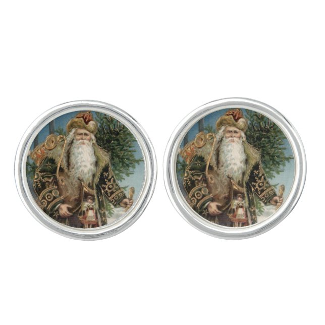 Vintage Santa Claus 3 Cufflinks (Front)