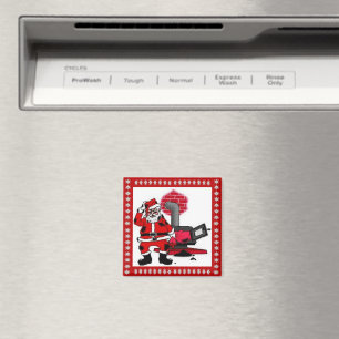 Vintage Santa Claus and a Coal Stove Burner Magnet