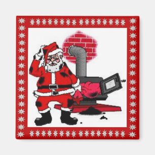 Vintage Santa Claus and a Coal Stove Burner Magnet