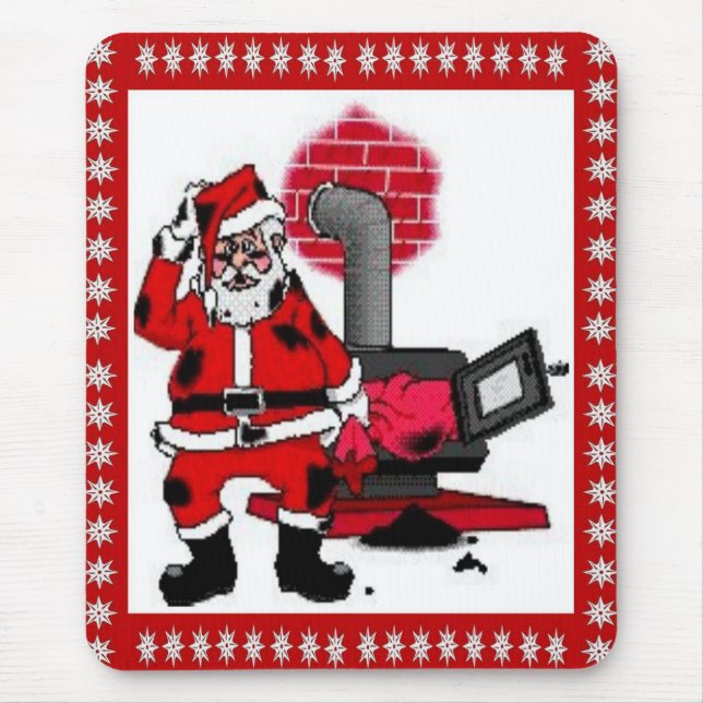 Vintage Santa Claus and a Coal Stove Burner Mouse Pad (Front)