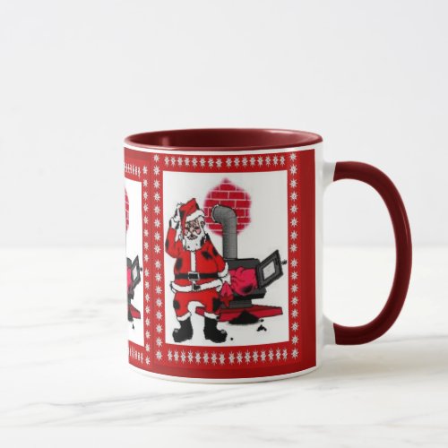 Vintage Santa Claus and a Coal Stove Burner Mug