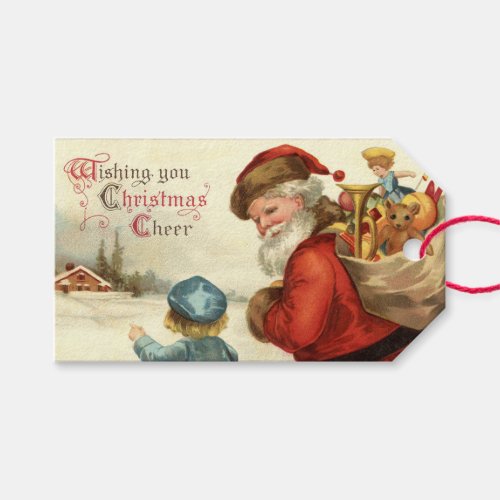 Vintage Santa Claus and Child Christmas Holiday Gift Tags
