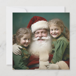 Vintage Santa Claus and Children Holiday Card