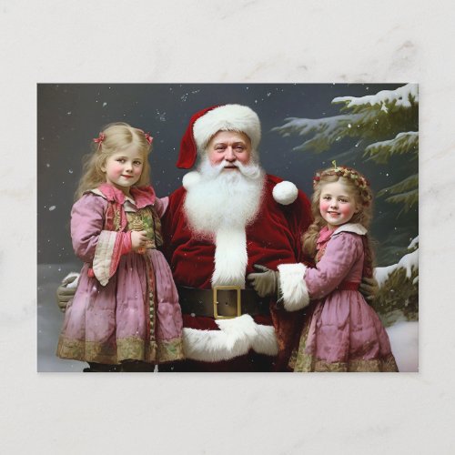 Vintage Santa Claus and Children Postcard
