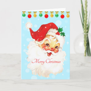Vintage Santa Claus and Christmas Balls Card