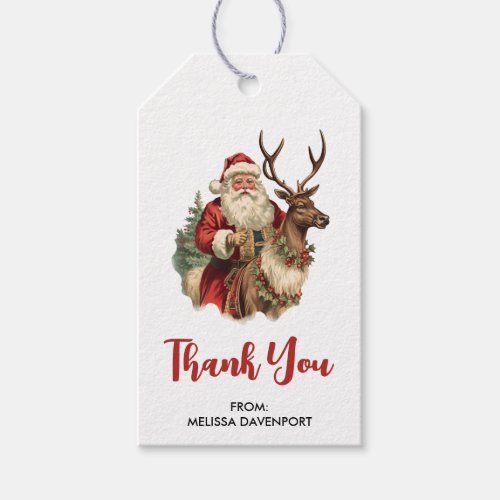 Vintage Santa Claus and Reindeer Christmas Gift Tags
