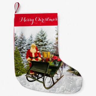 Vintage Santa Claus and Sleigh/ Retro